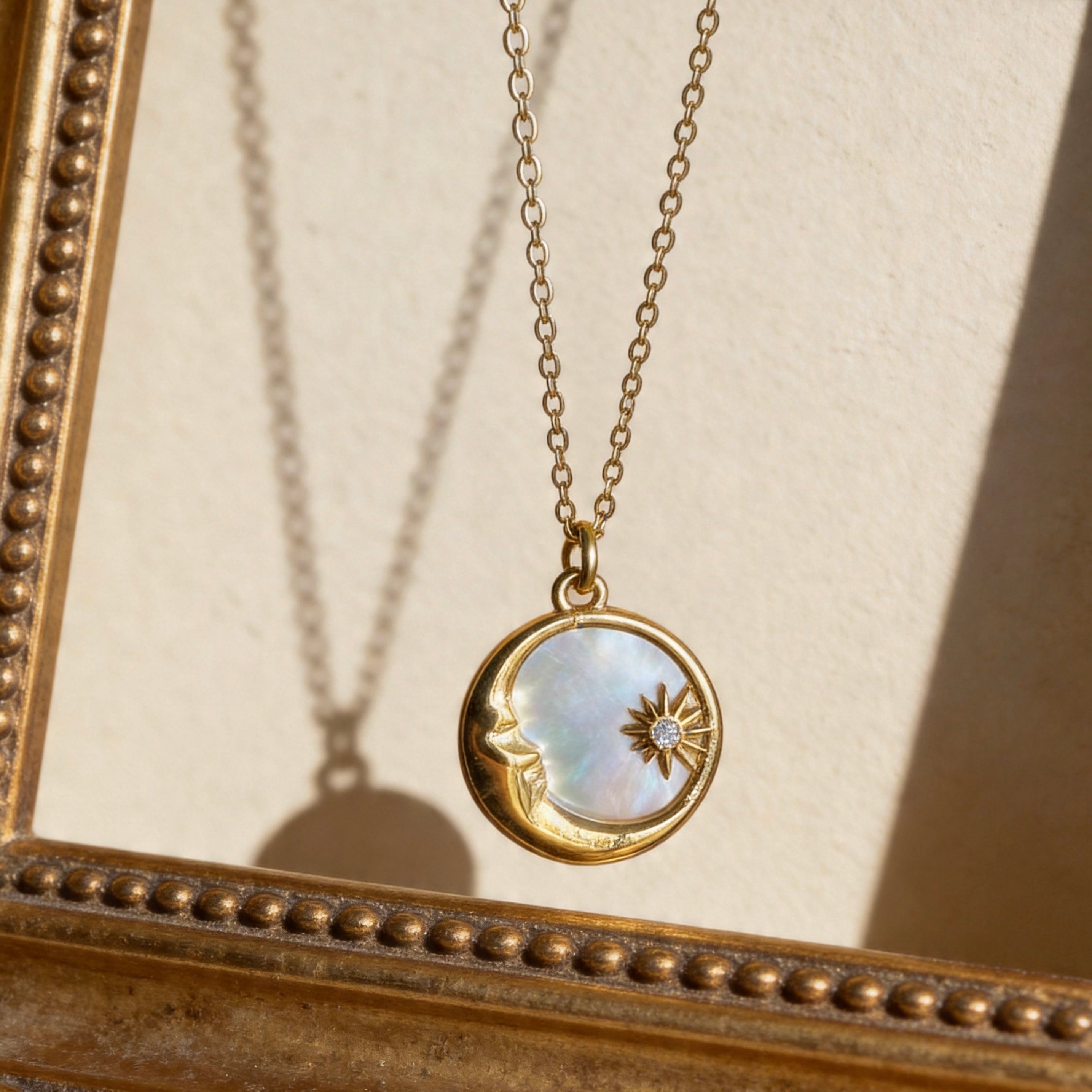 Sun & Moon Mother-of-Pearl Pendant Necklace