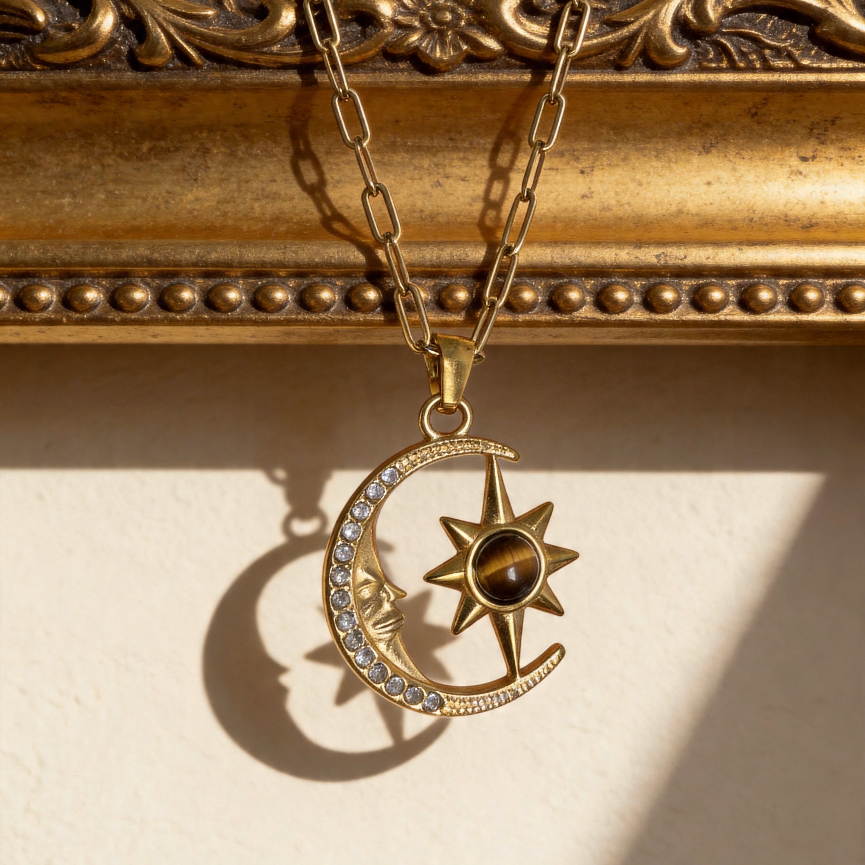 Moon & Sun Gold Pendant Necklace