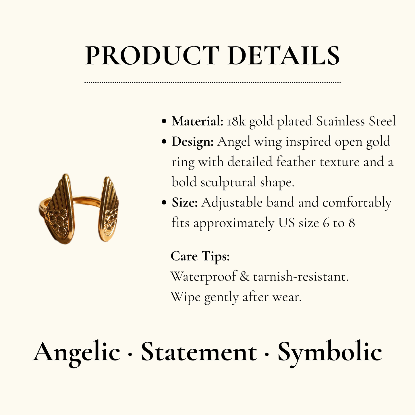Vintage Wing Adjustable Statement Ring