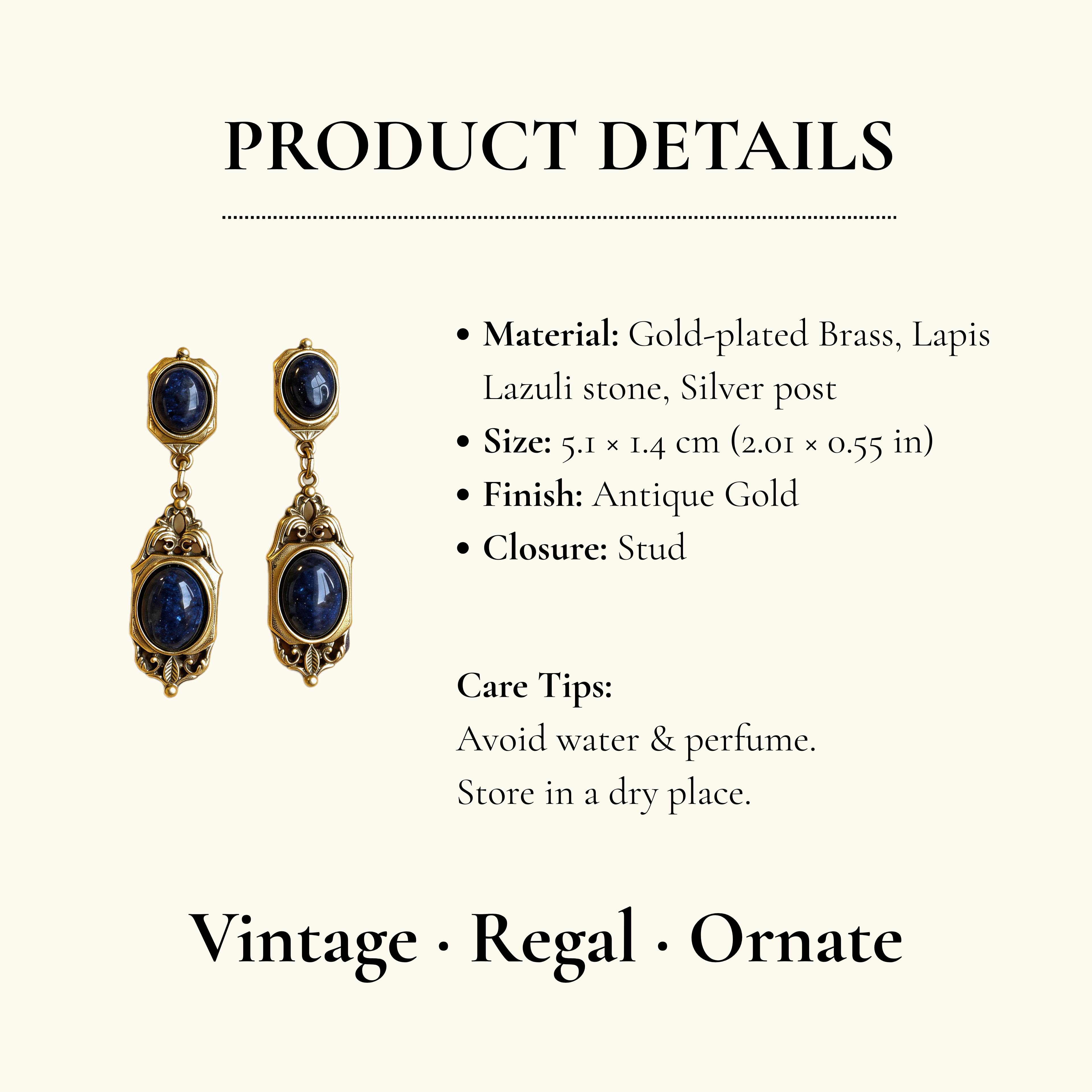 Lapis Lazuli Baroque Drop Earrings