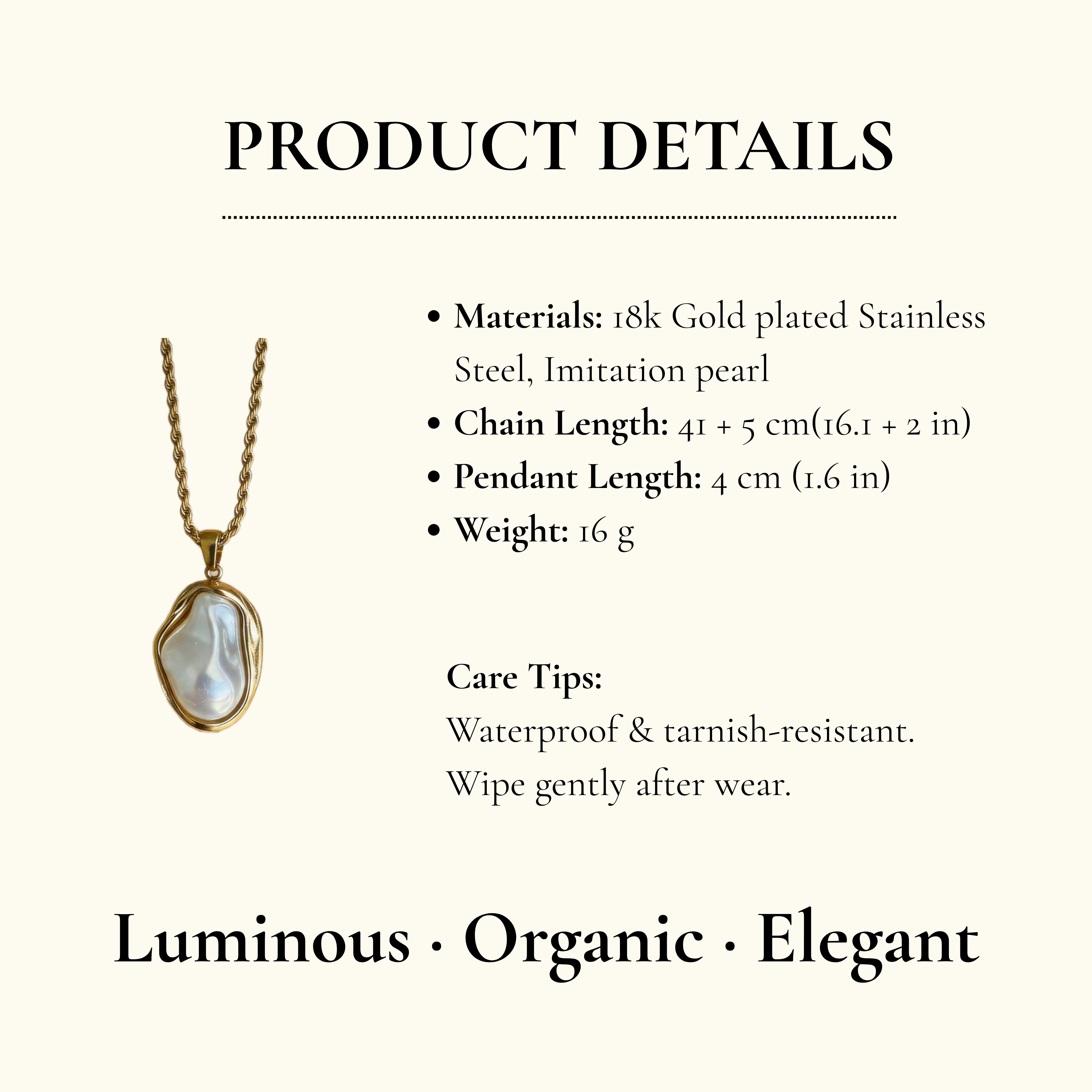 Baroque Pearl Gold Pendant Necklace