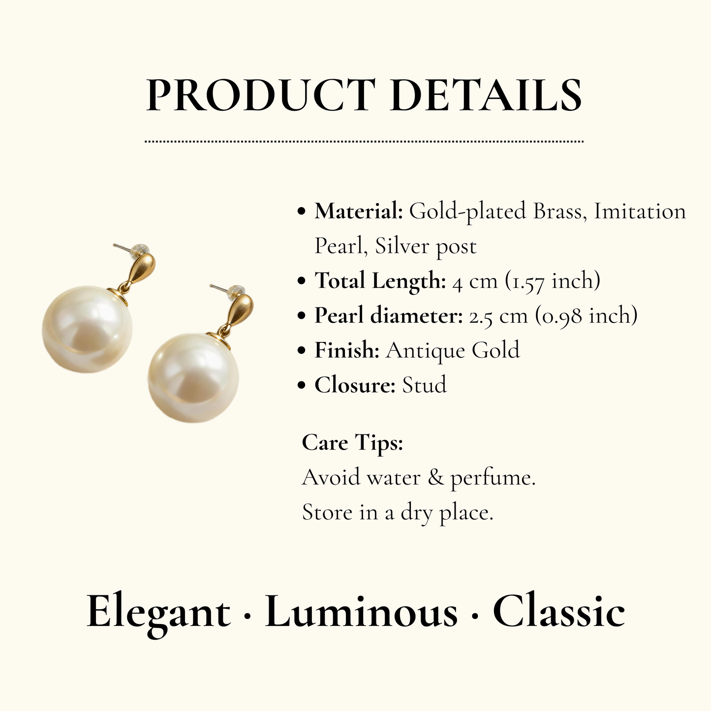 Oversized Pearl Drop Statement Earrings