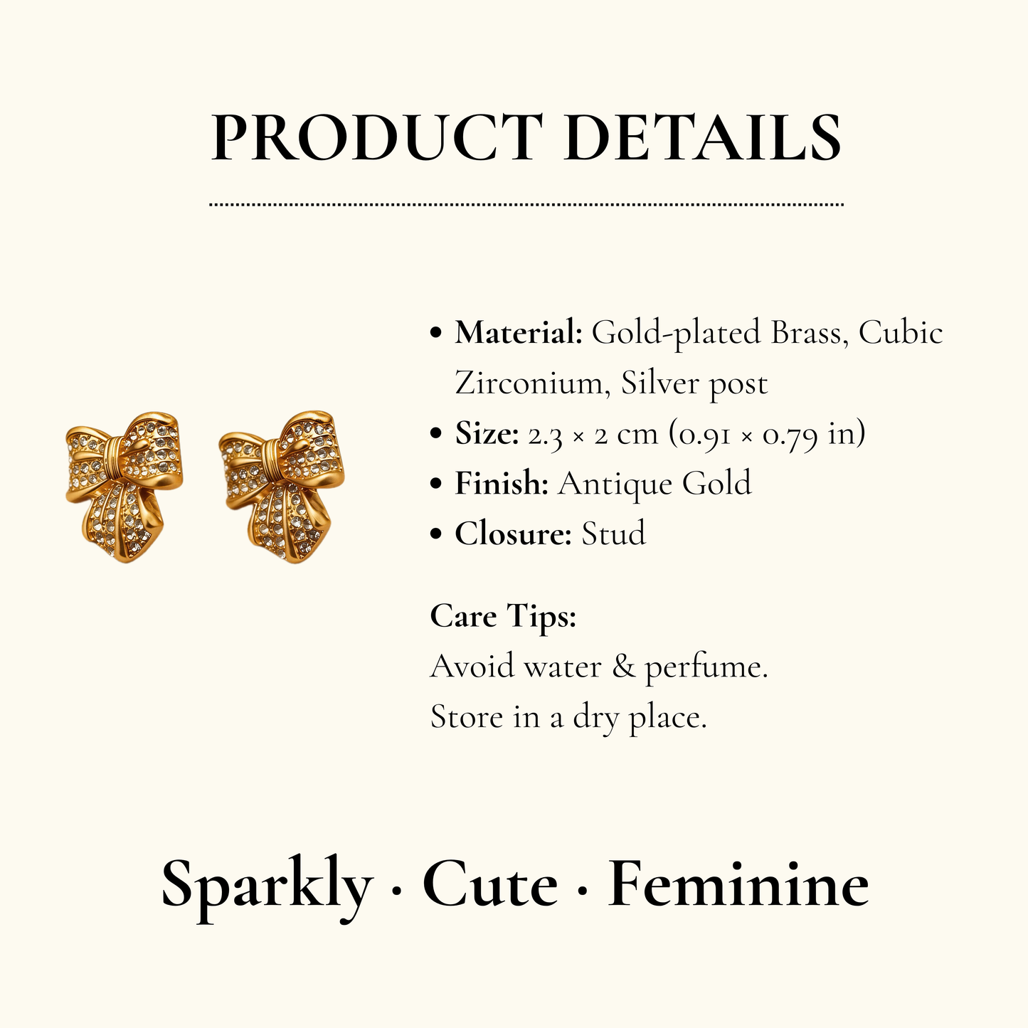 Gold Bow Stud Earrings
