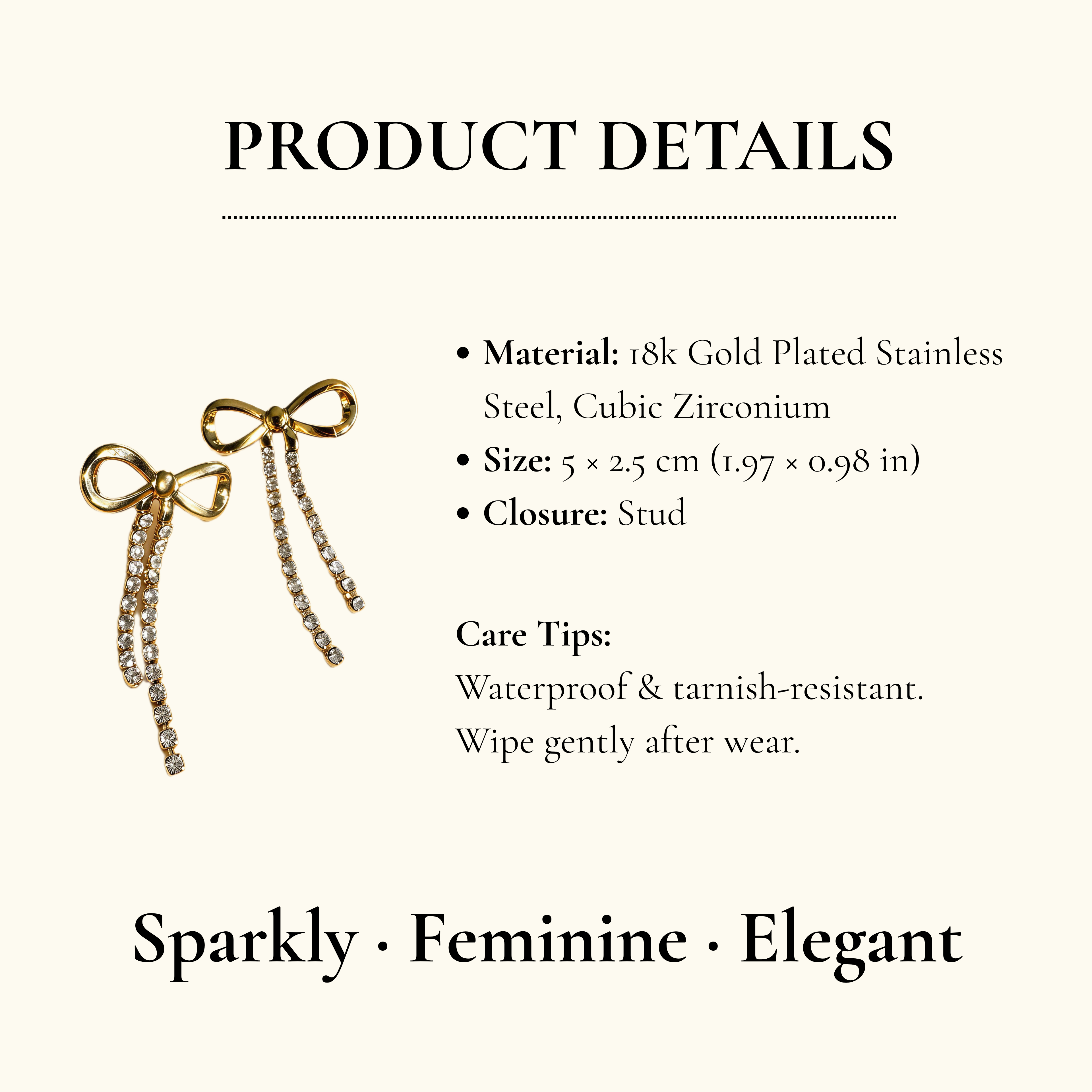 Gold Bow Drop Earrings