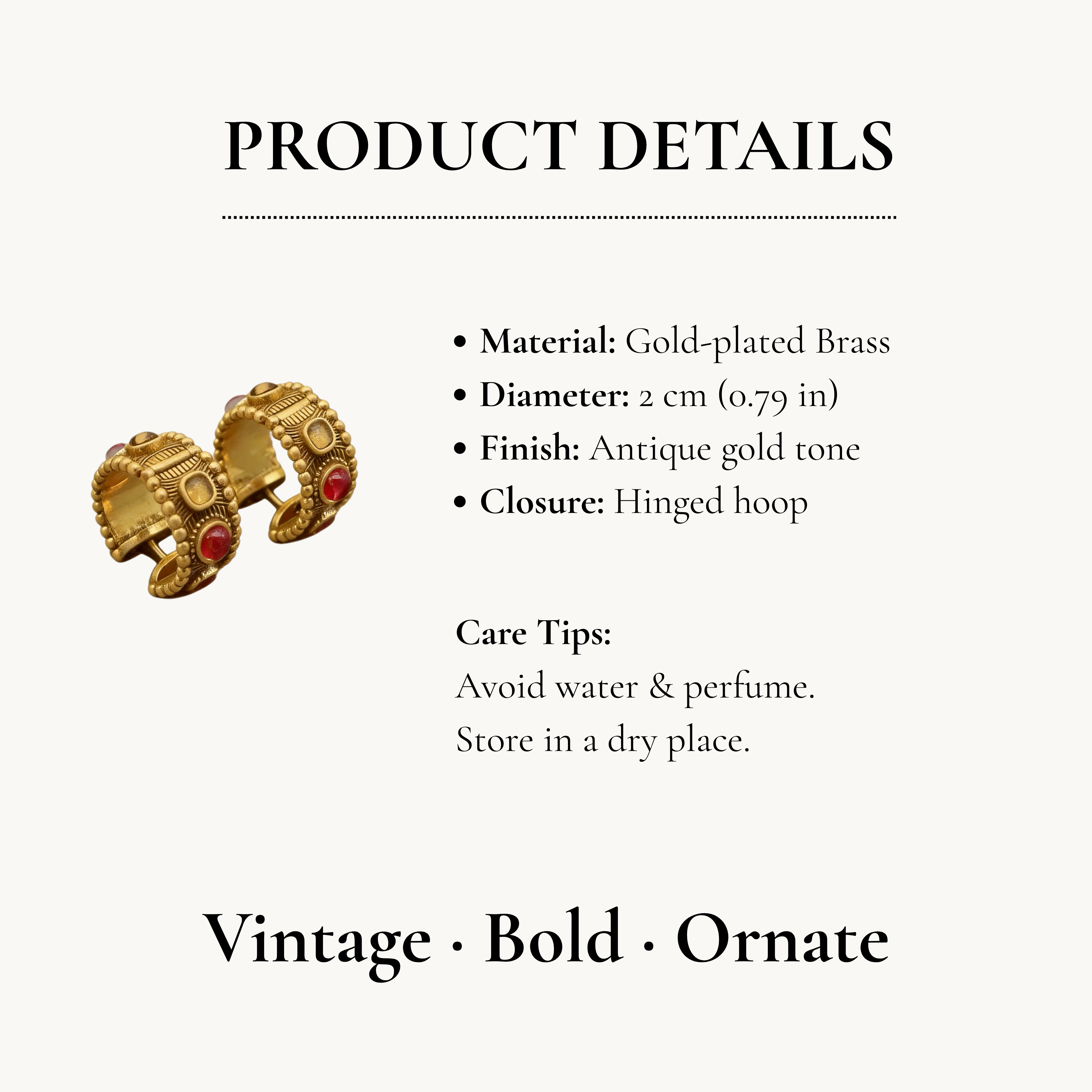 Antique Gold Wide Hoops