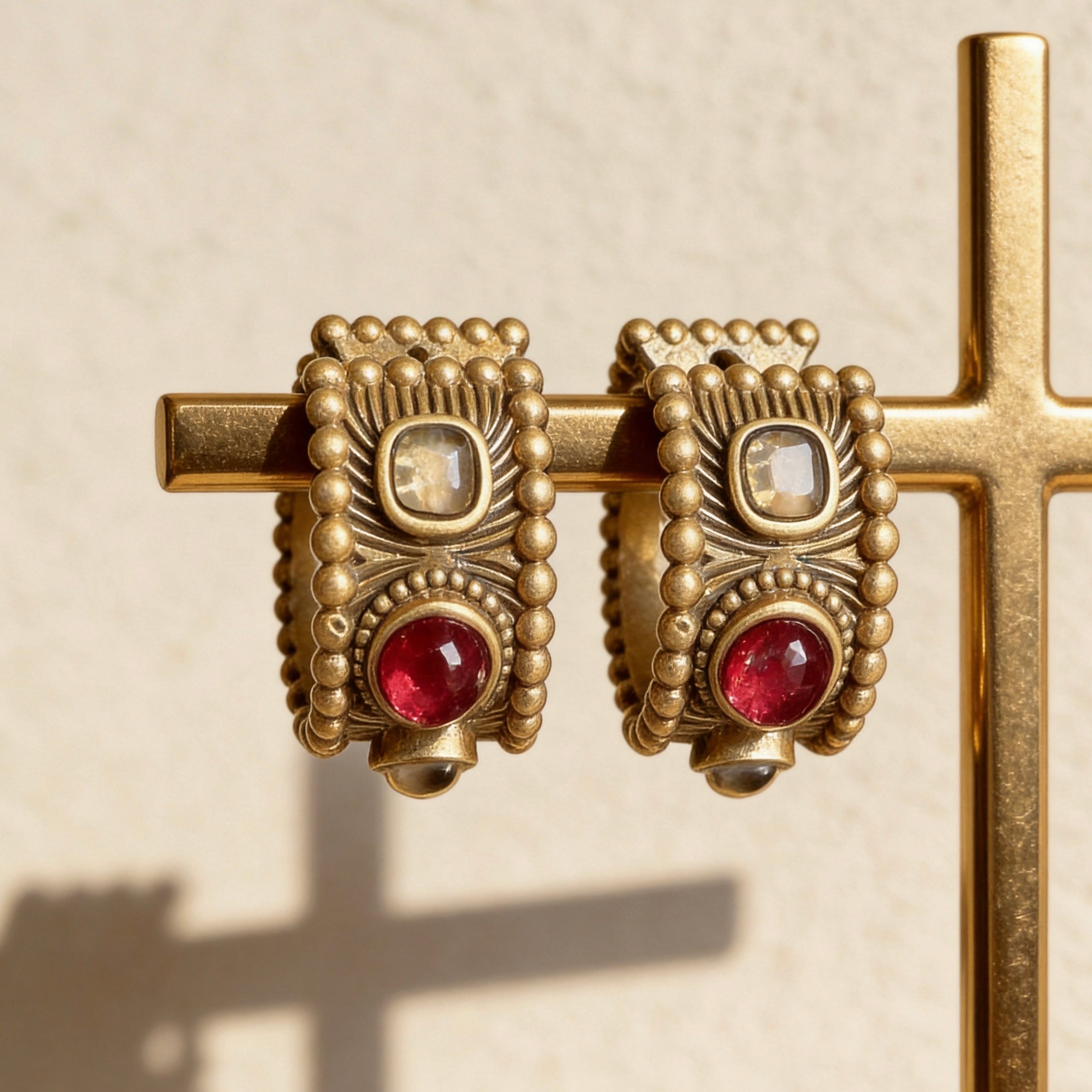 Antique Gold Wide Hoops