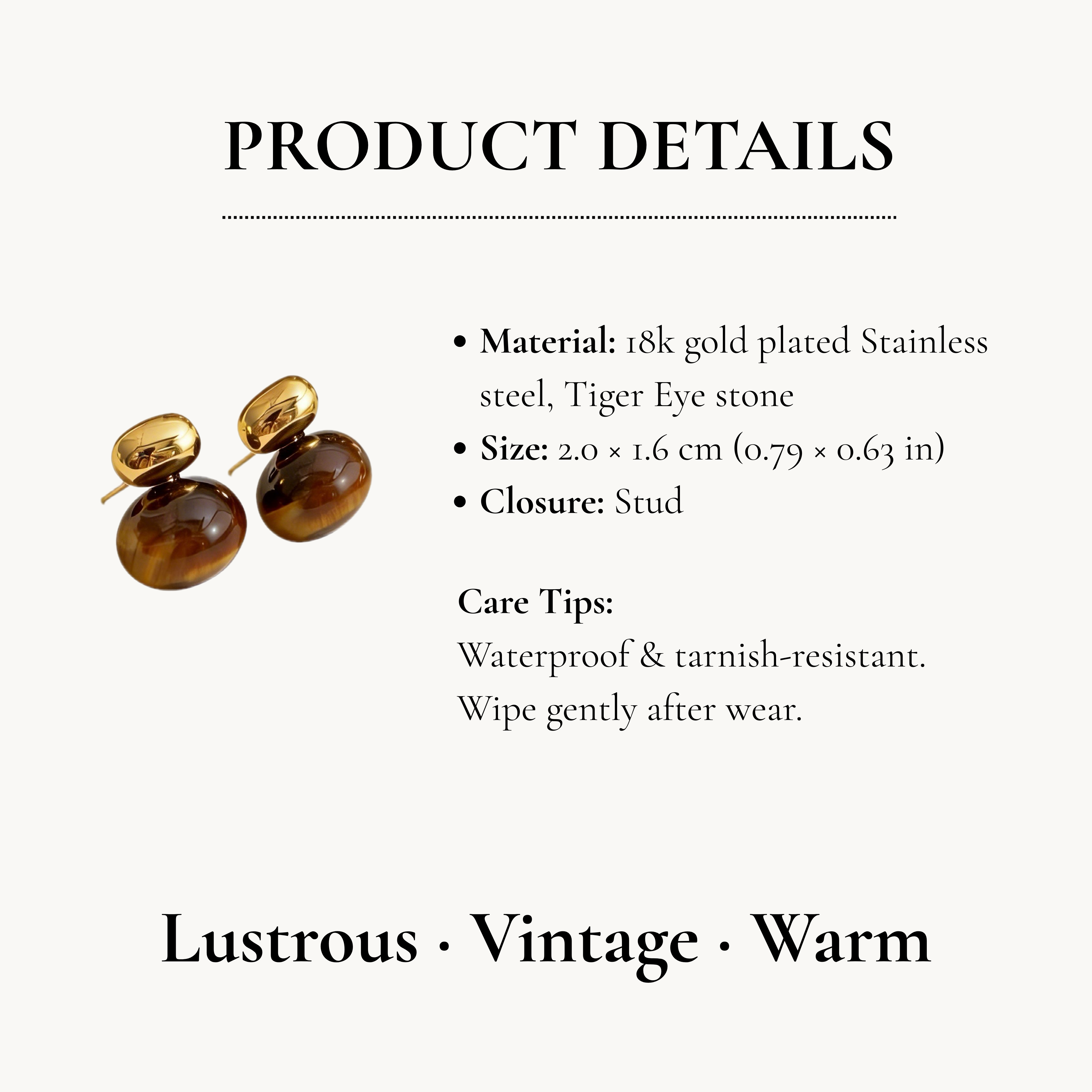 Tiger Eye Gold Studs