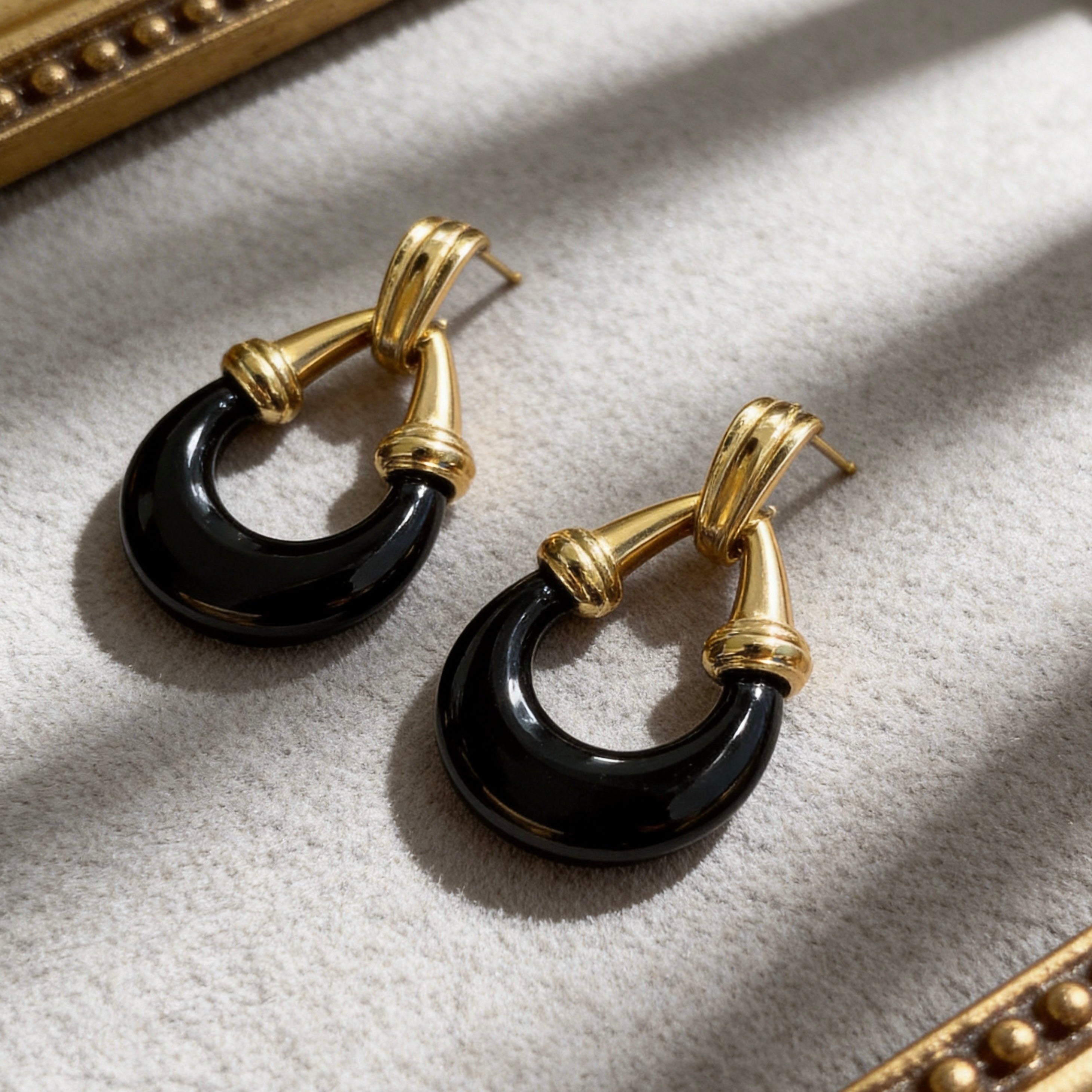Black Gold Hoop Earrings