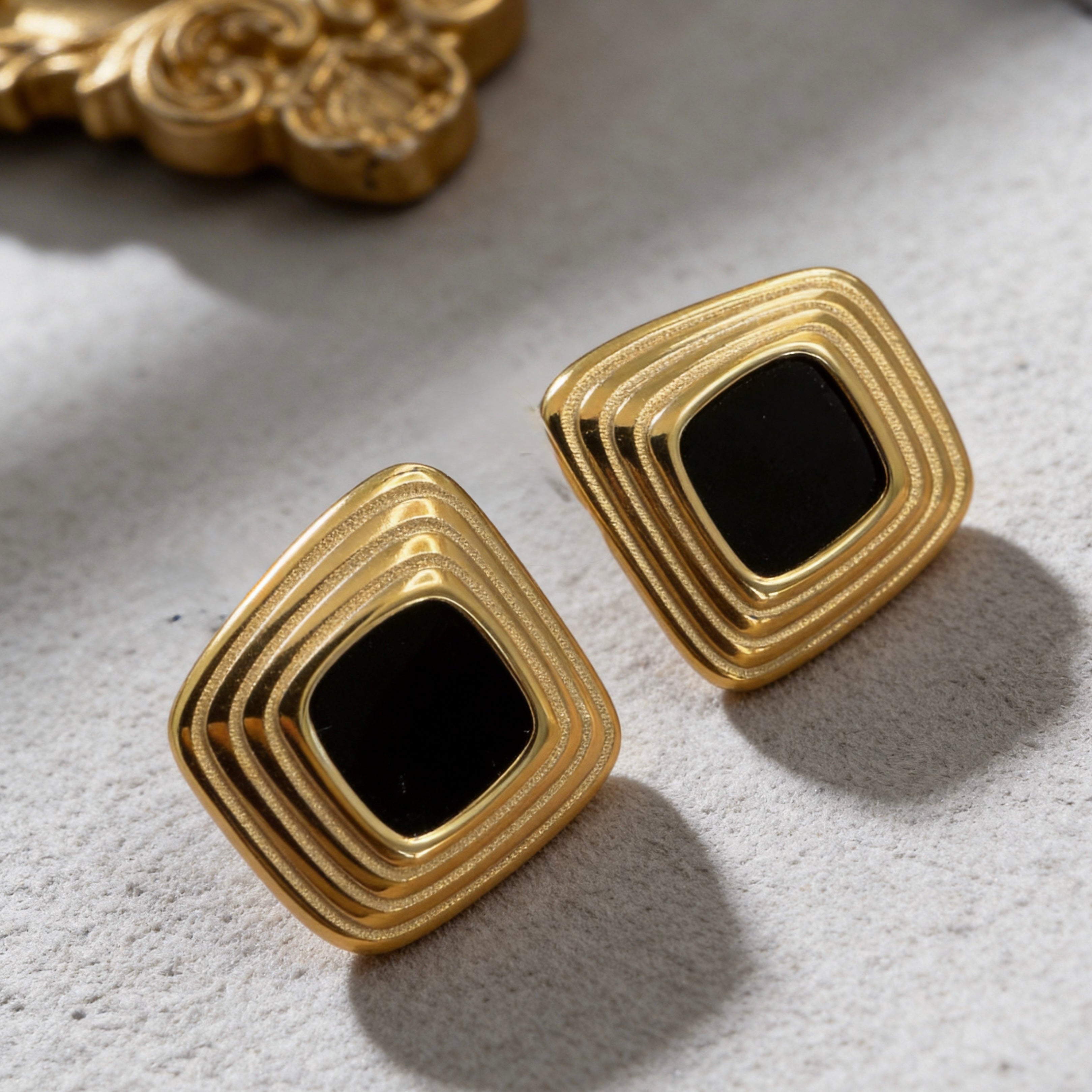 Layered Black Gold Studs