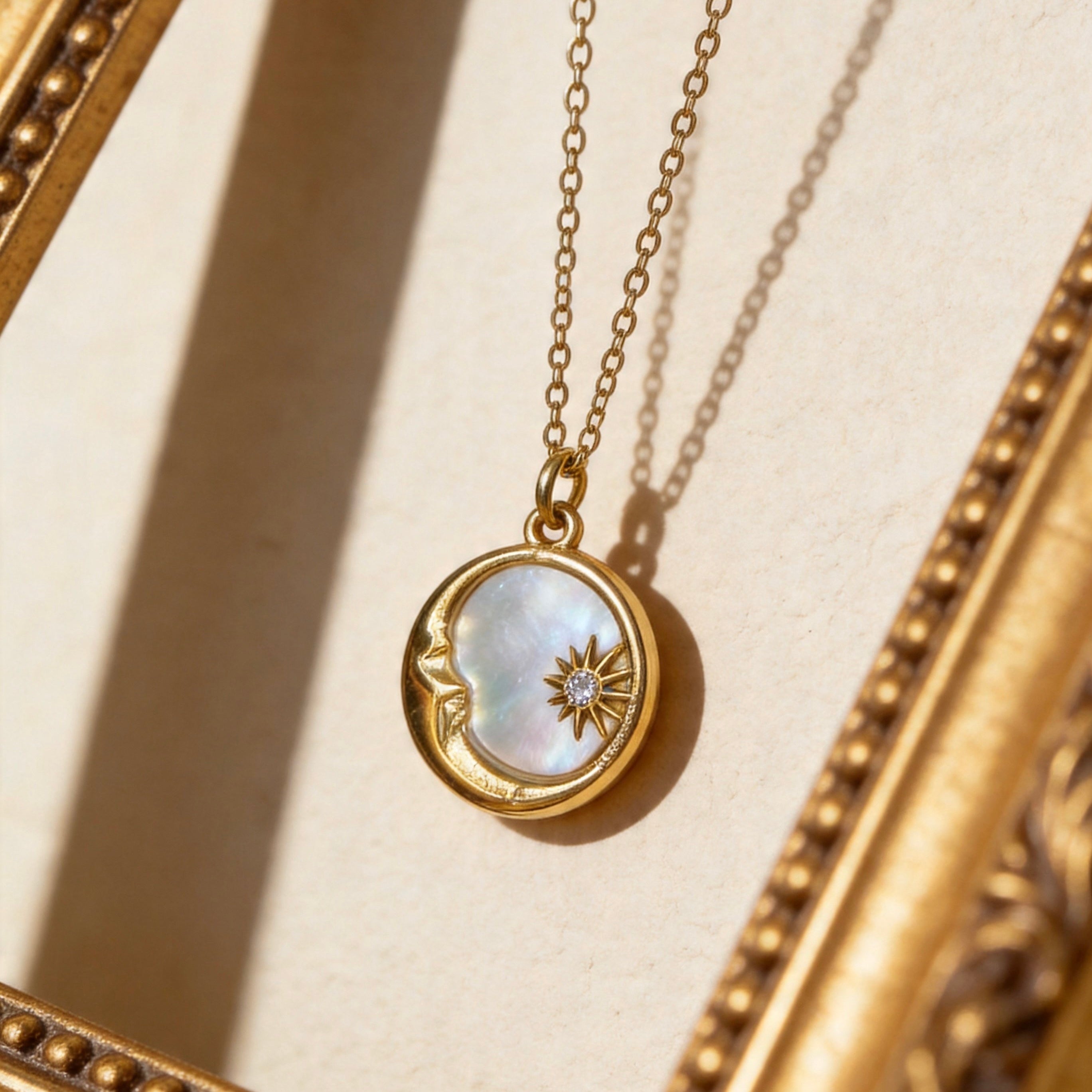 Sun & Moon Mother-of-Pearl Pendant Necklace