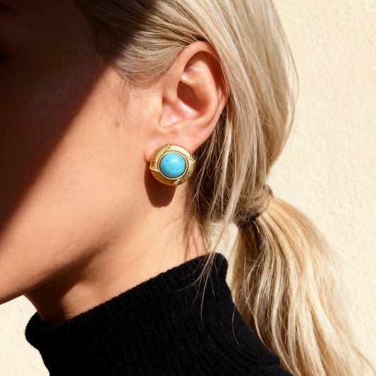 Turquoise Round Stud Earrings