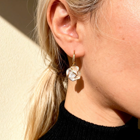 Mother-of-Pearl Petal Drop Earrings