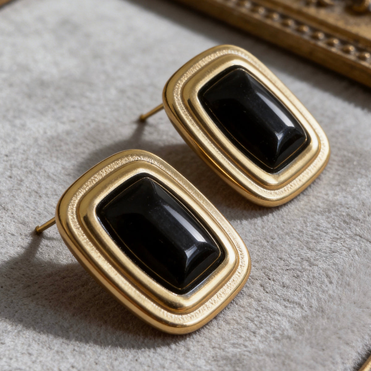 Vintage Black Onyx Stud Earrings