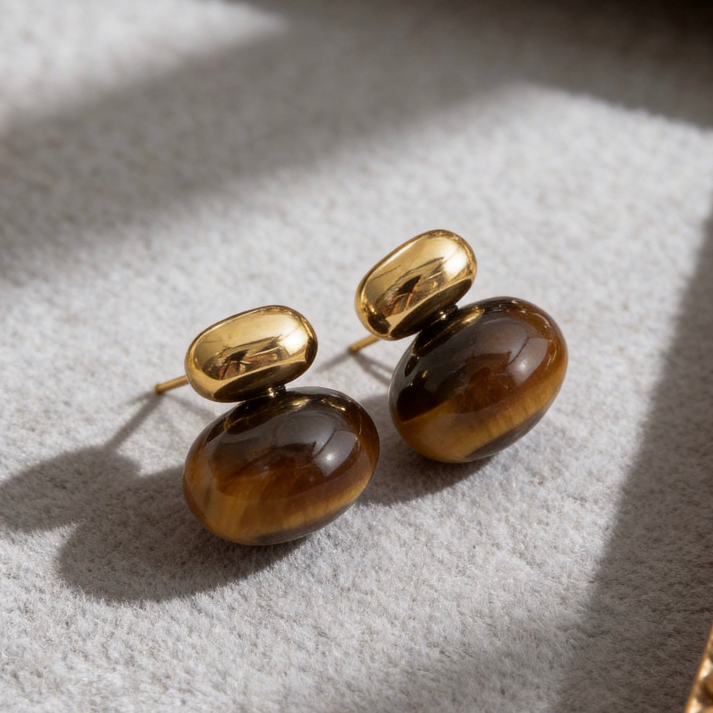 Tiger Eye Gold Studs