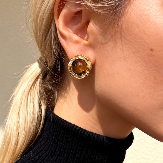 Tiger Eye Stud Earrings