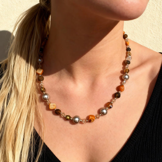 Golden Mixed Stones Necklace