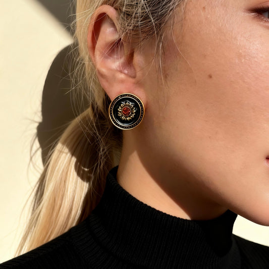 Black Sunburst Studs