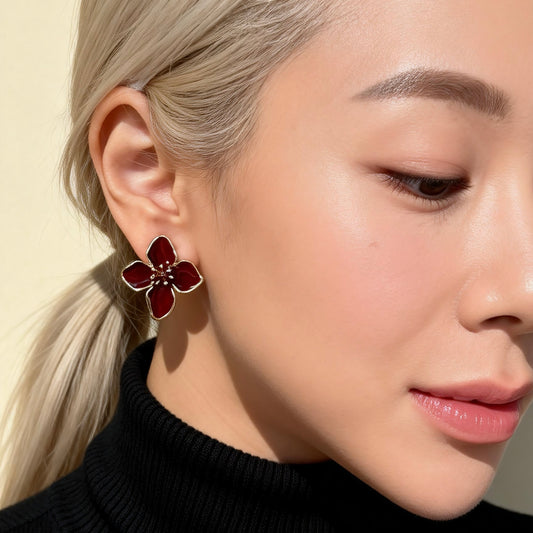 Burgundy Enamel Blossoms