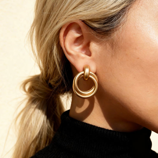 Gold Double Circle Earrings