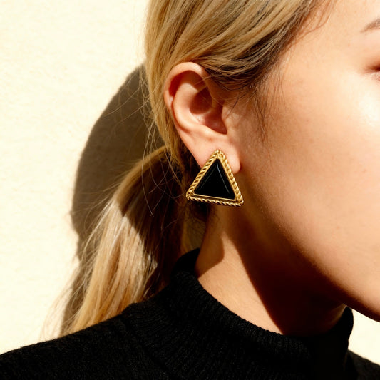 Vintage Black Triangle Studs