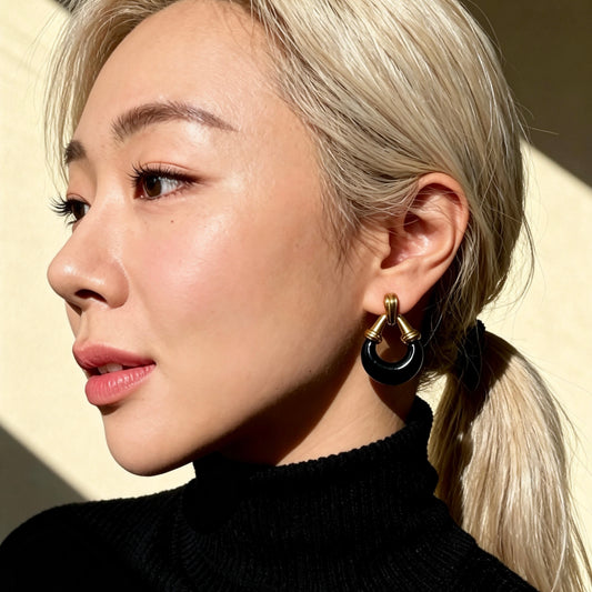 Black Gold Hoop Earrings