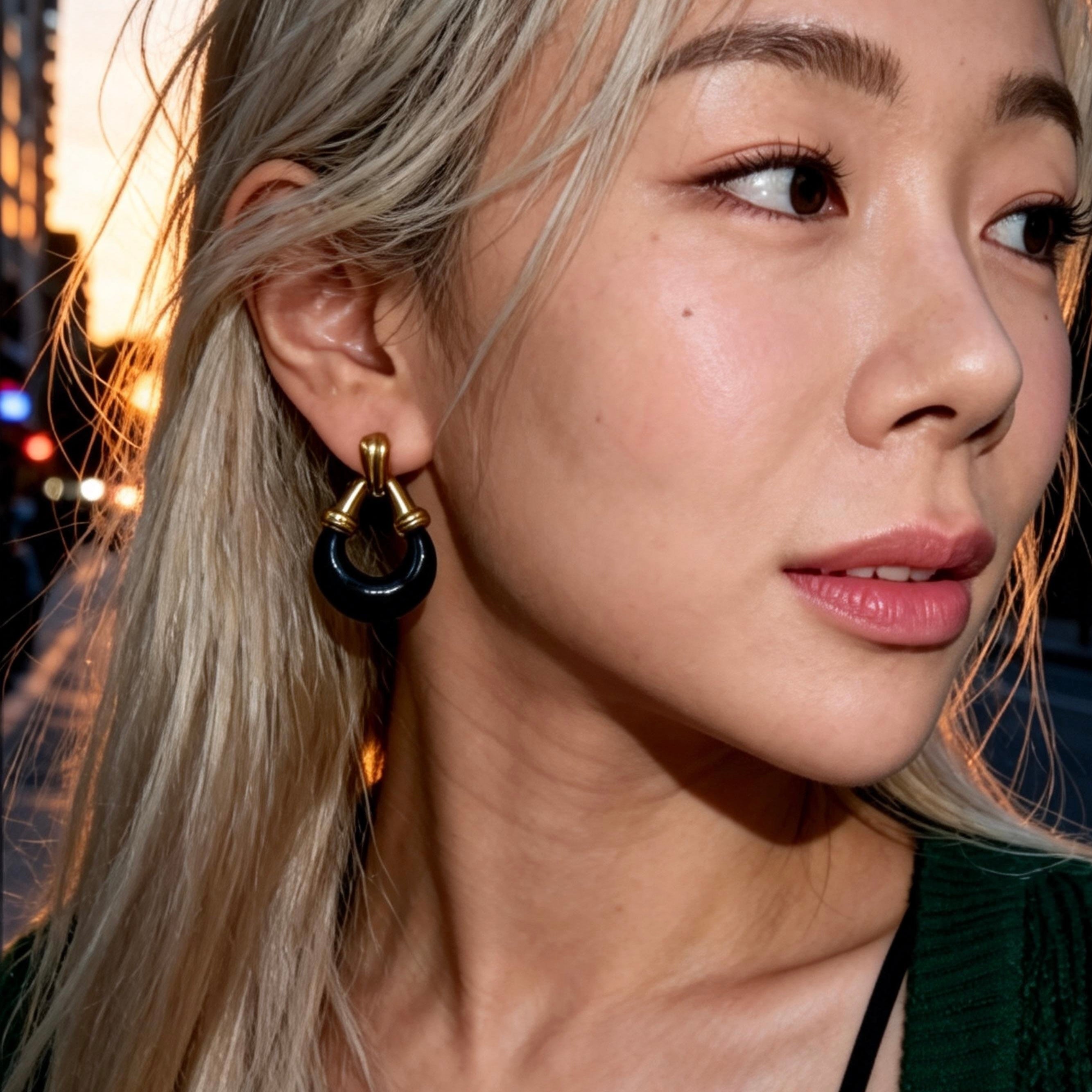 Black Gold Hoop Earrings