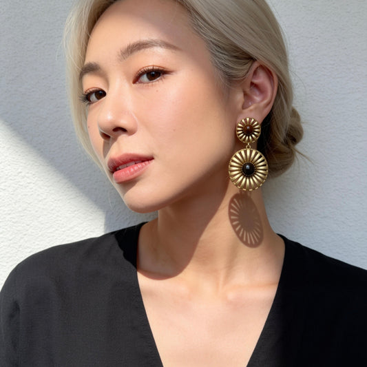 Tiger Eye Sunburst Drop Earrings