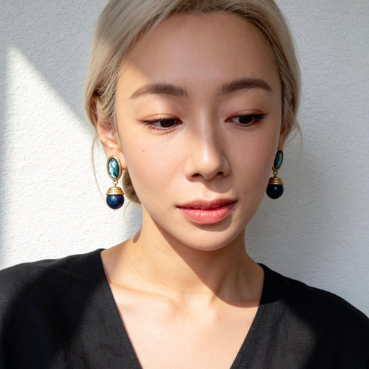 Vintage Lapis Lazuli Drop Earrings