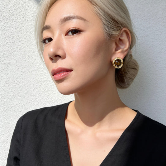 Tiger Eye Stud Earrings