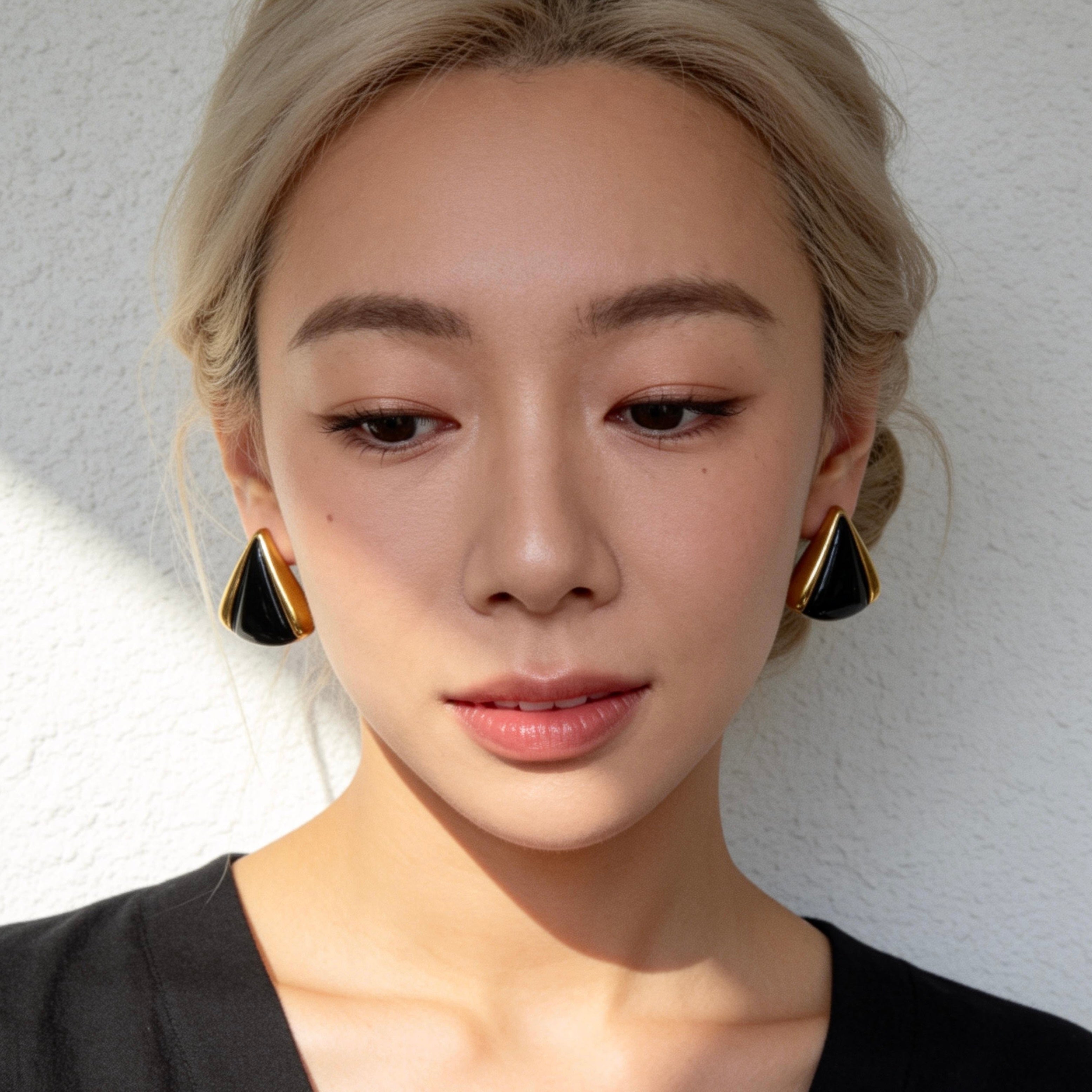 Vintage Black Onyx Stud Earrings