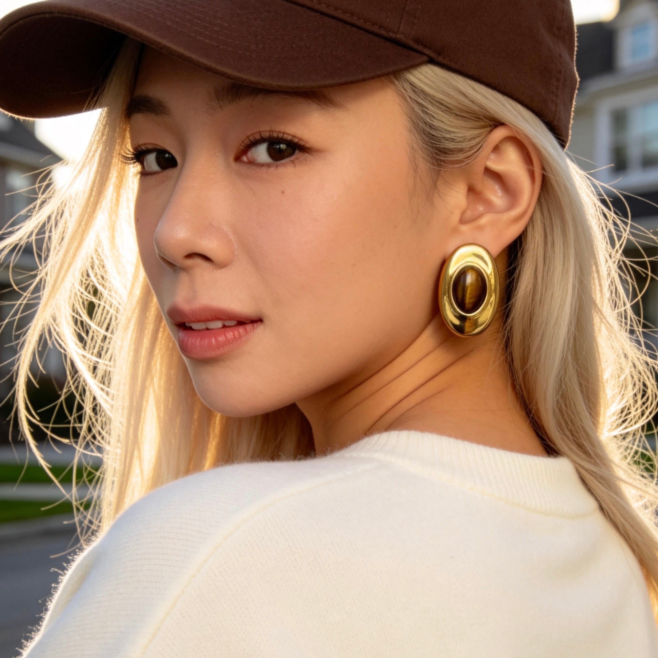 Tiger Eye Statement Earring Series