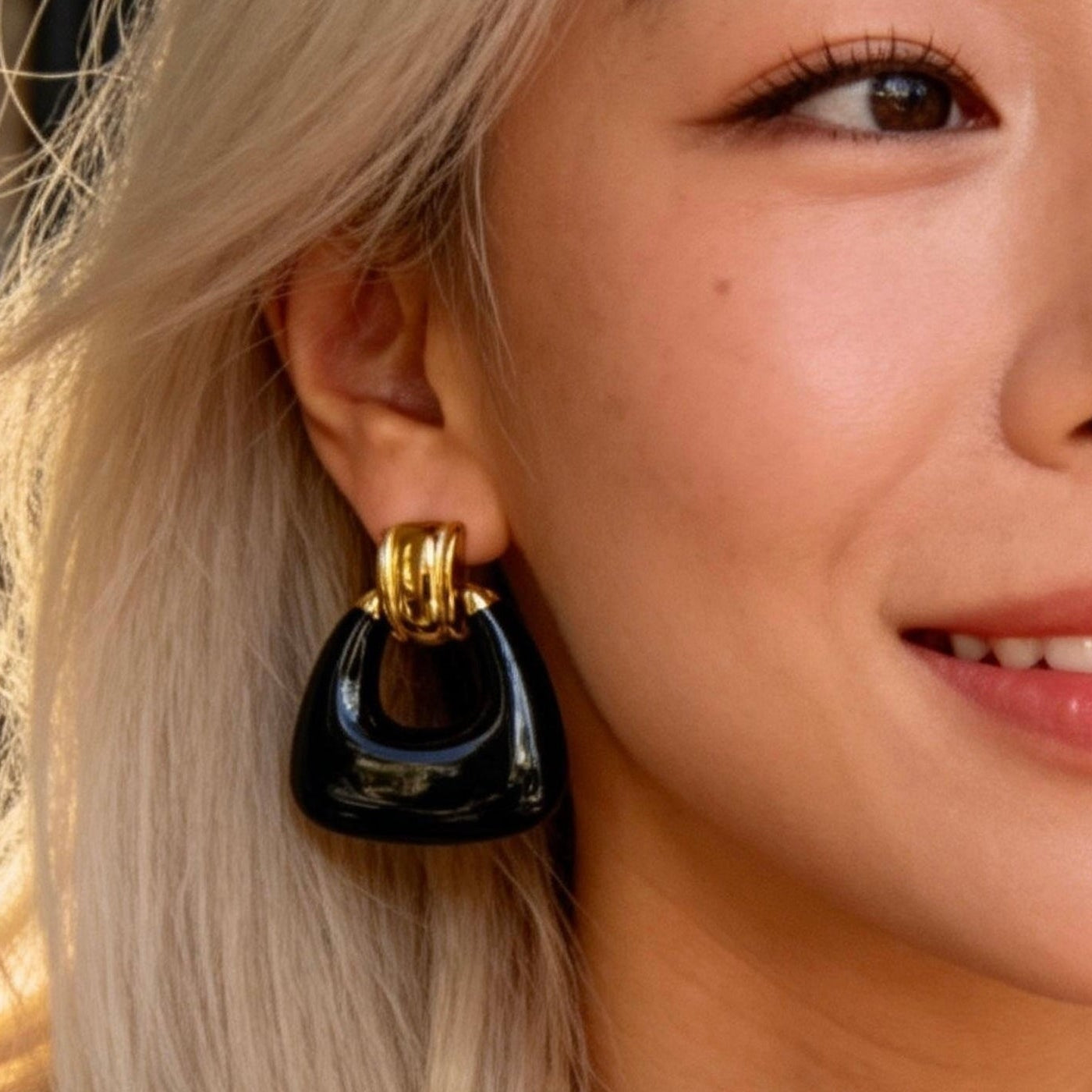 Vintage Black Onyx Statement Earrings