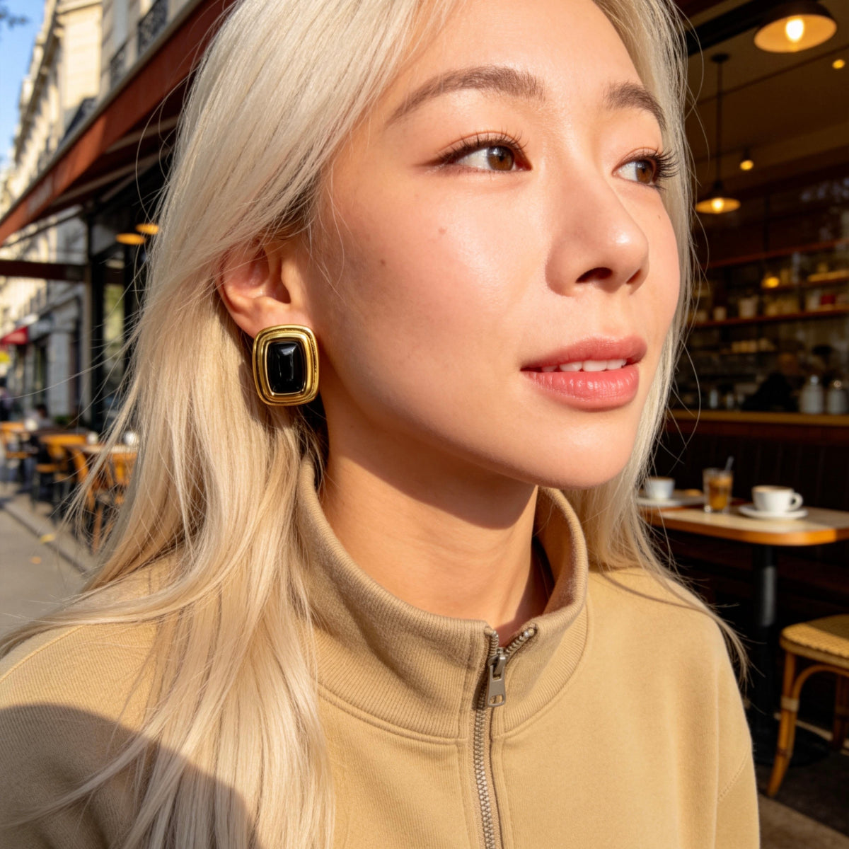 Vintage Black Onyx Stud Earrings