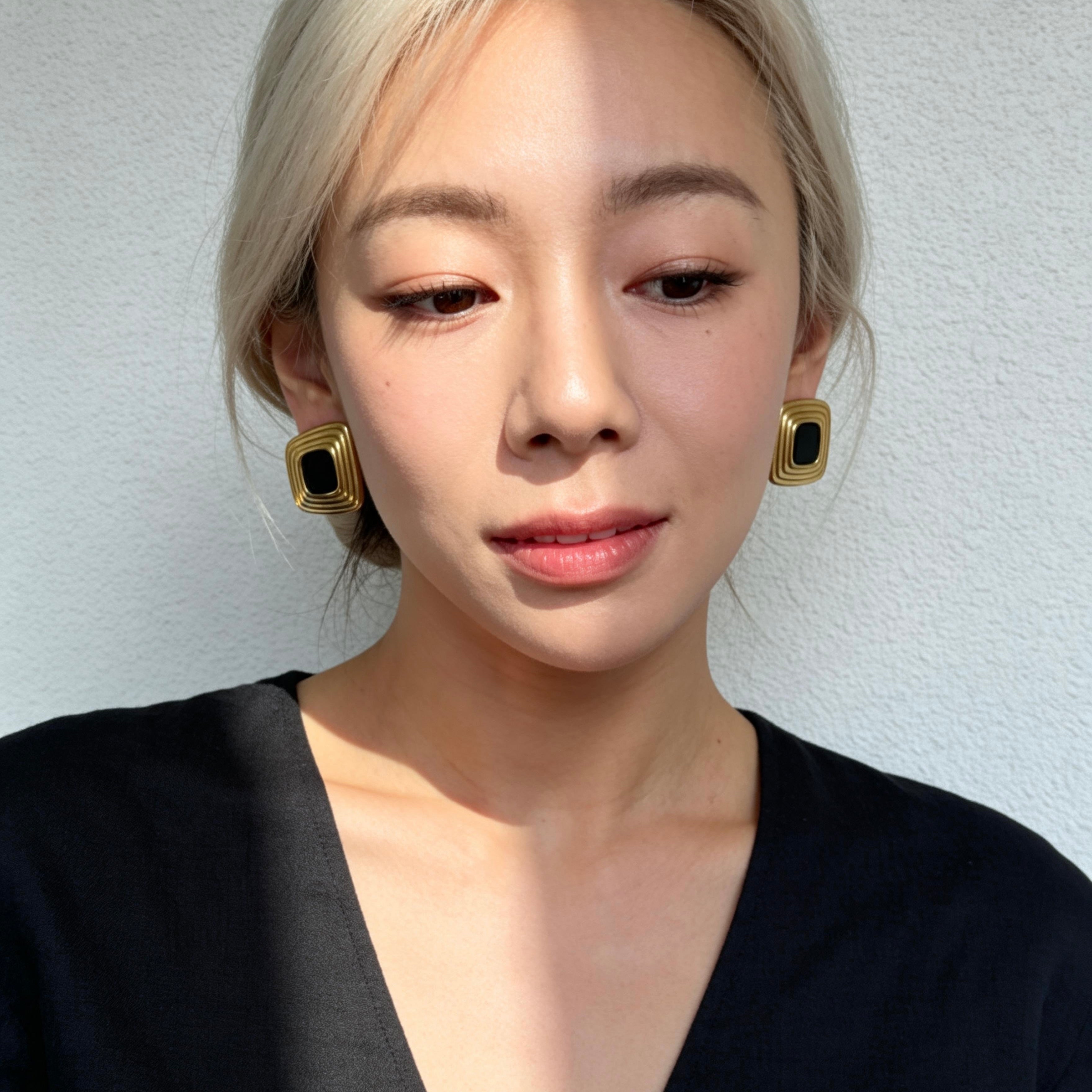 Layered Black Gold Studs