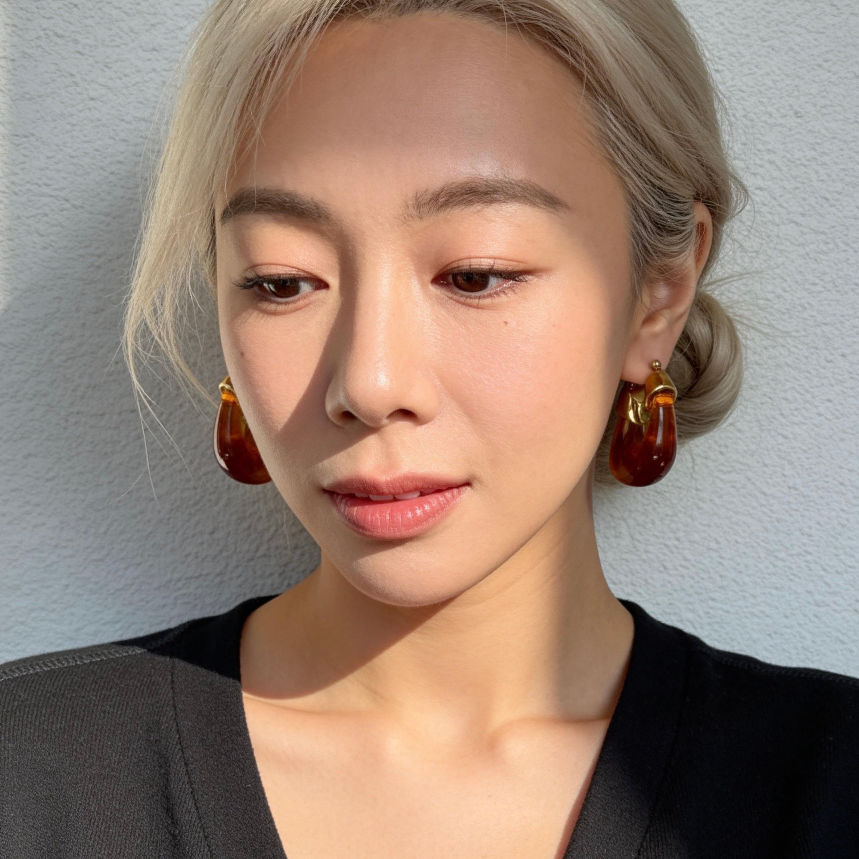 Amber Gold Hoop Earrings
