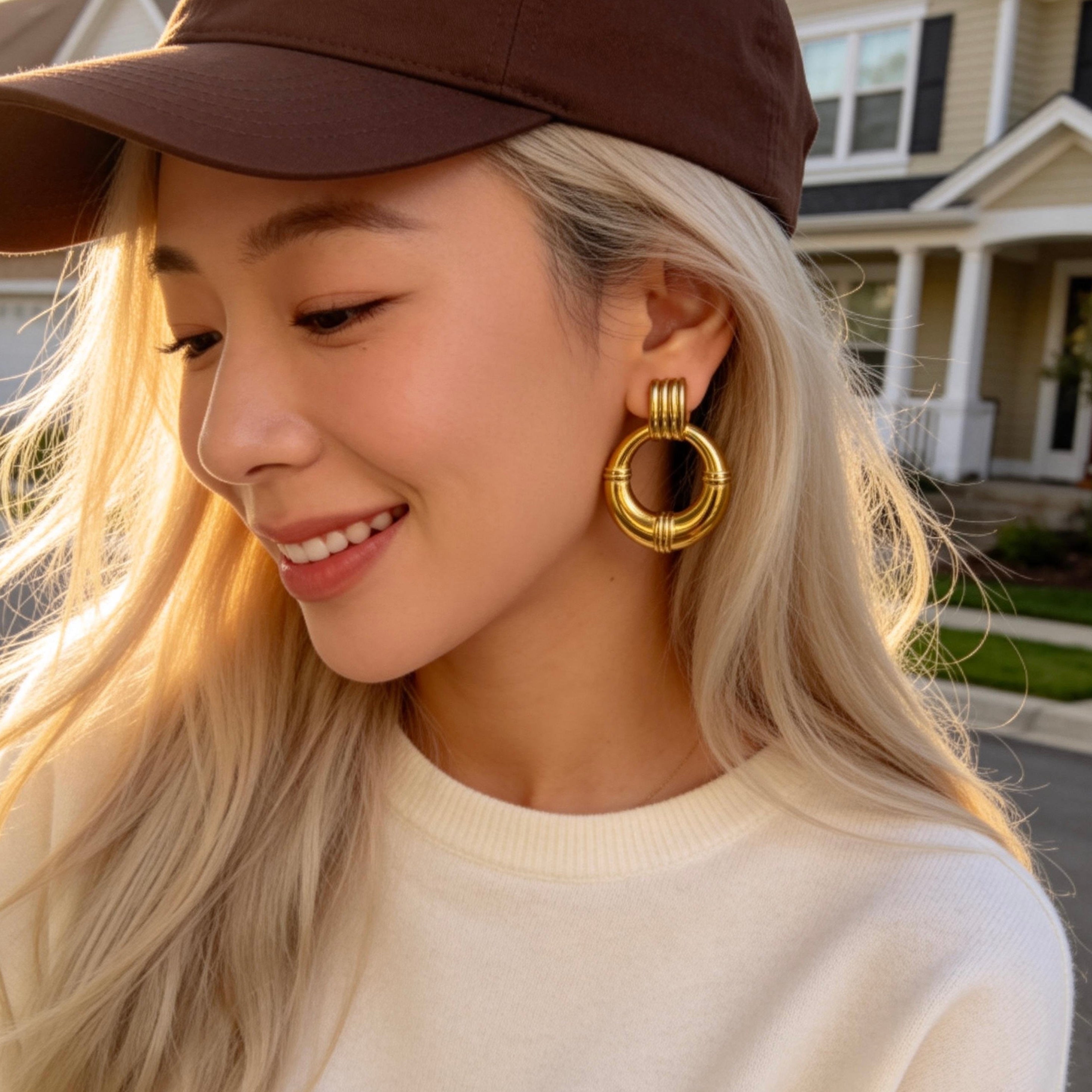 Gold Chunky Statement Earrings
