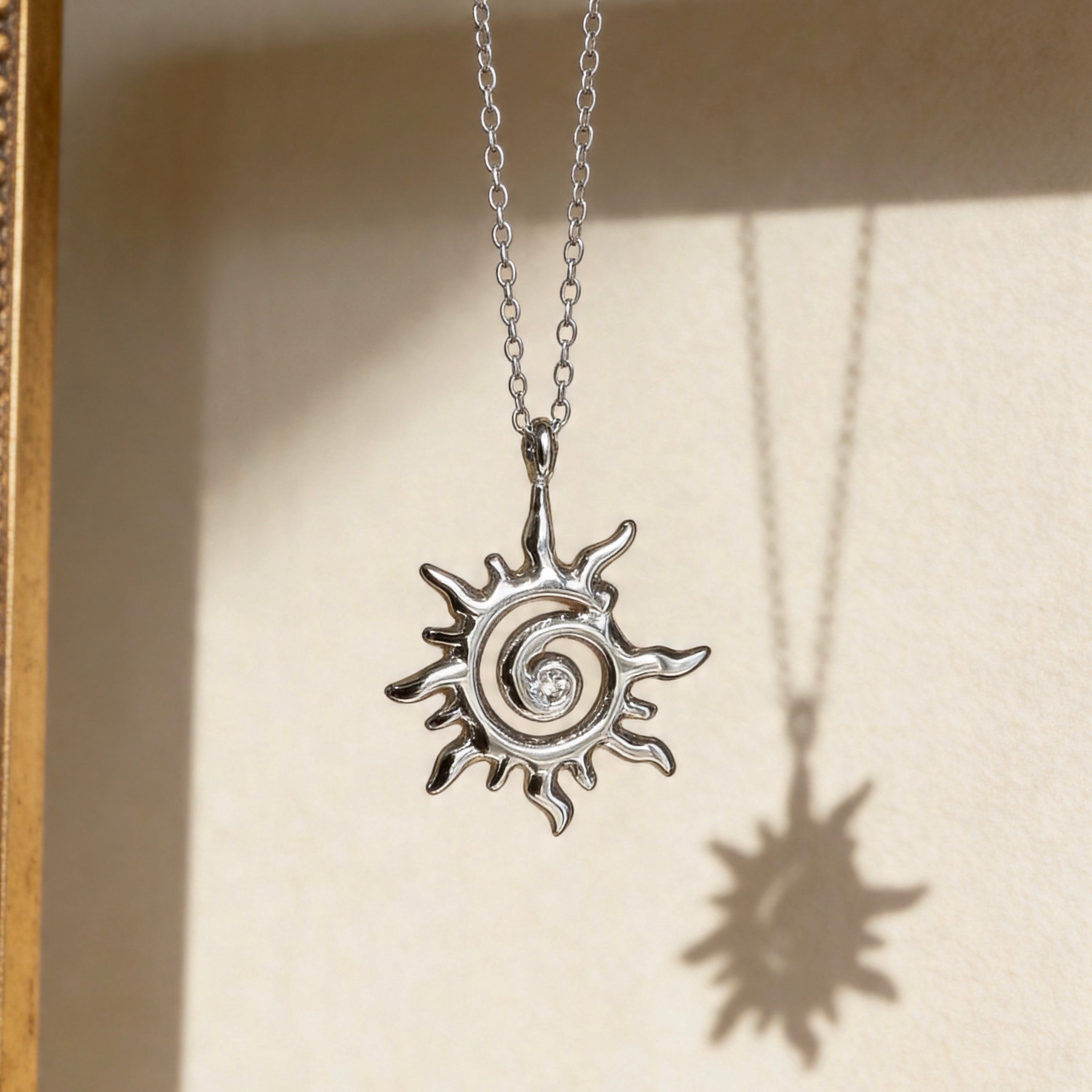 Stainless Steel Sun Spiral Pendant Necklace