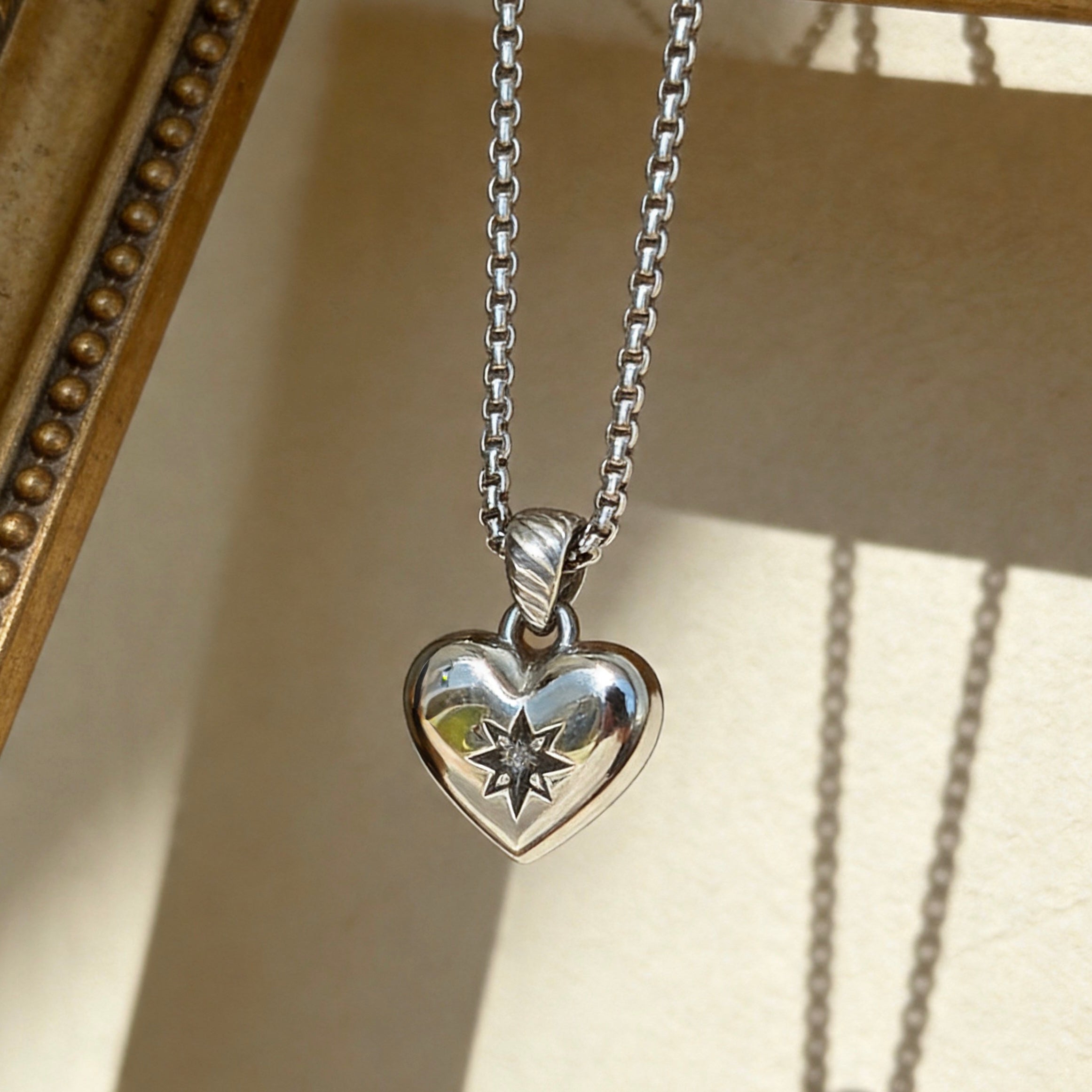 Silver Crystal Heart Pendant Necklace