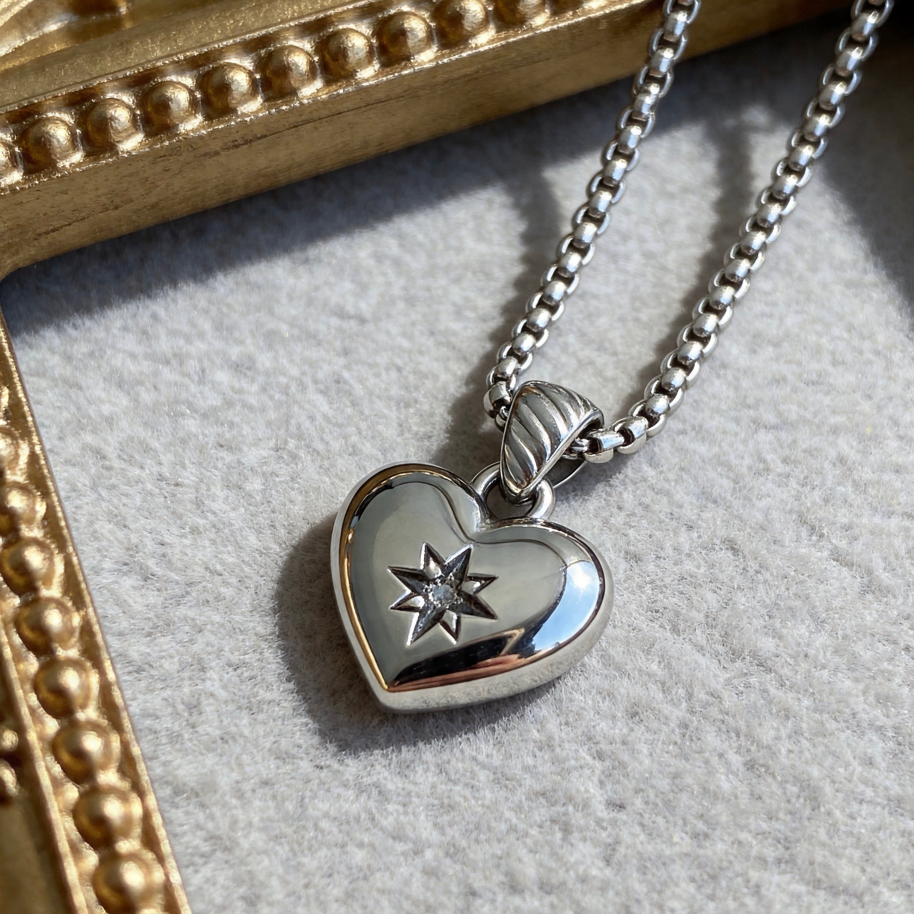 Silver Crystal Heart Pendant Necklace