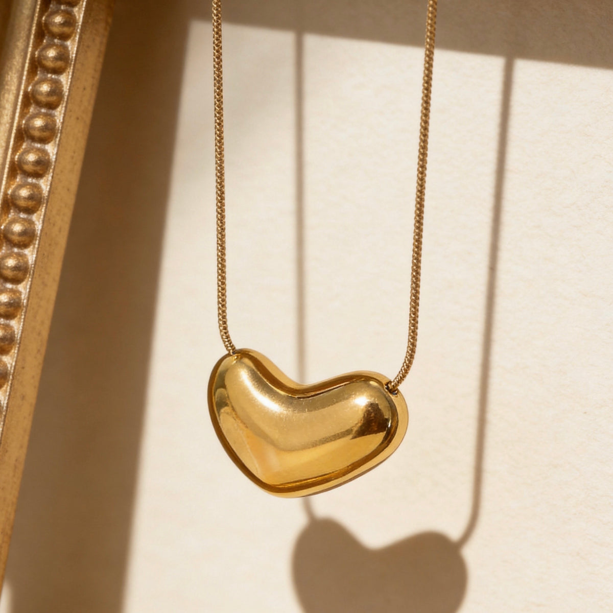 Organic Gold Bean Pendant Necklace