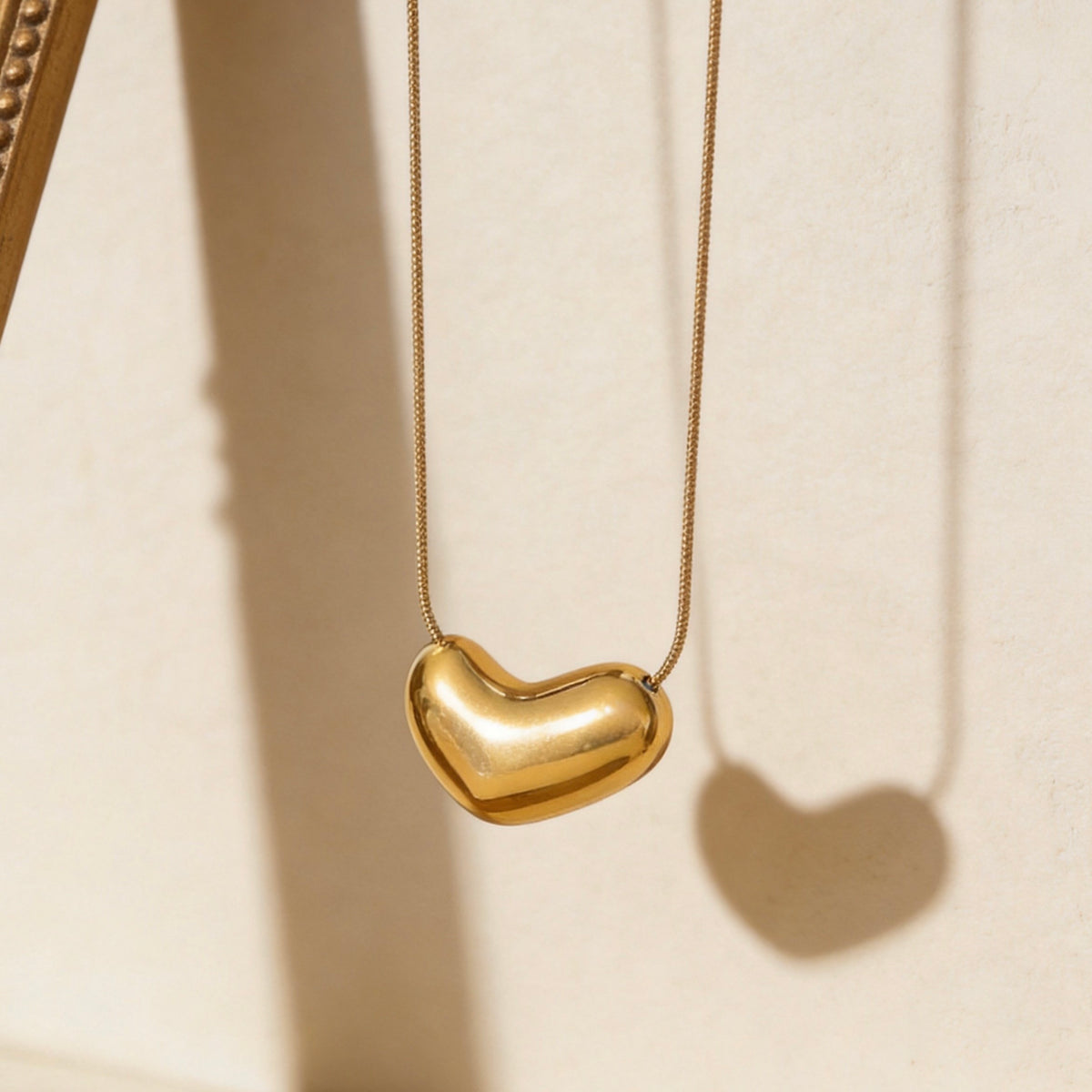 Organic Gold Bean Pendant Necklace