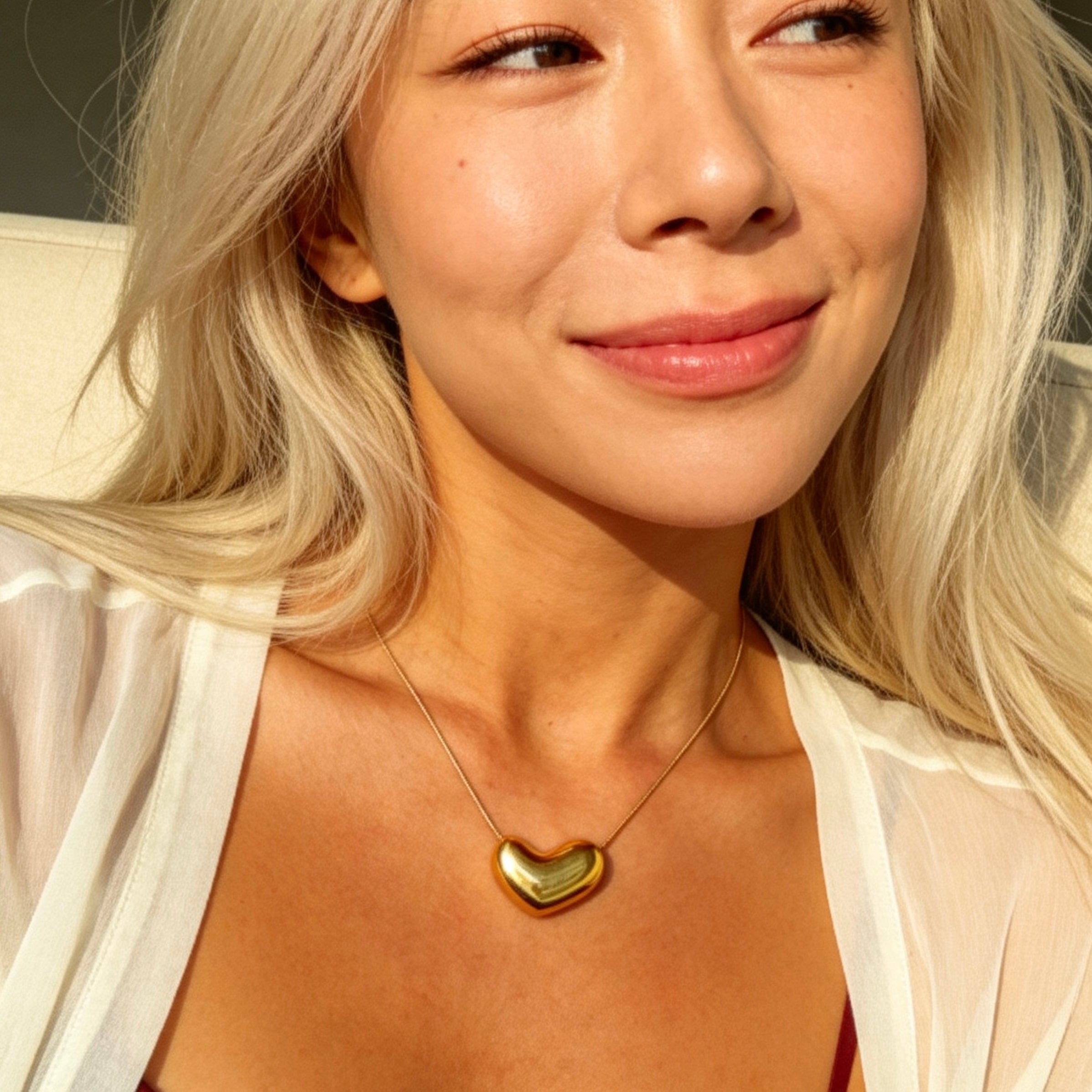 Organic Gold Bean Pendant Necklace