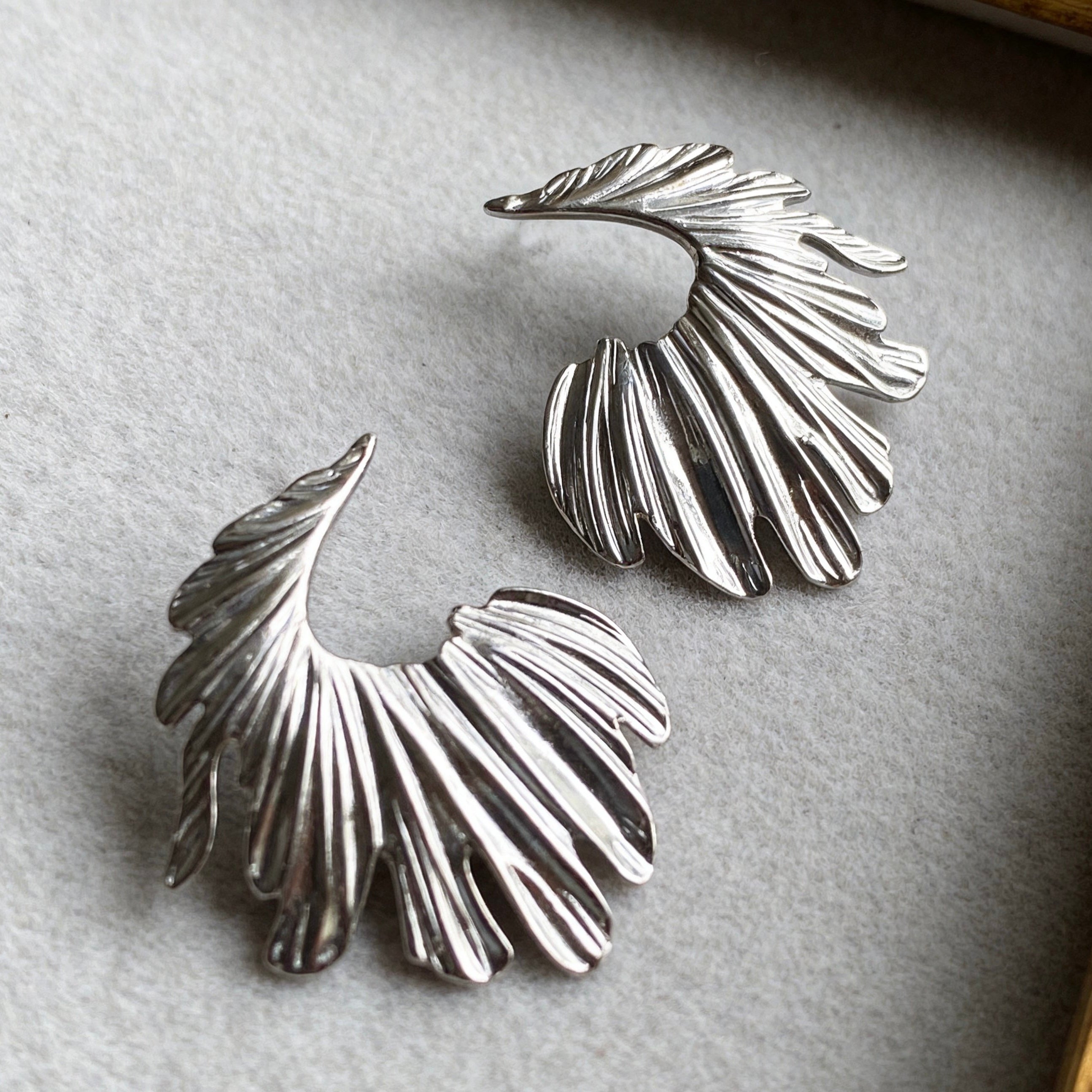 Sculptural Feather Statement Earrings
