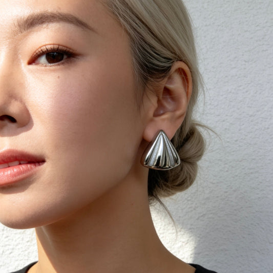 Geometric Silver Stud Earrings
