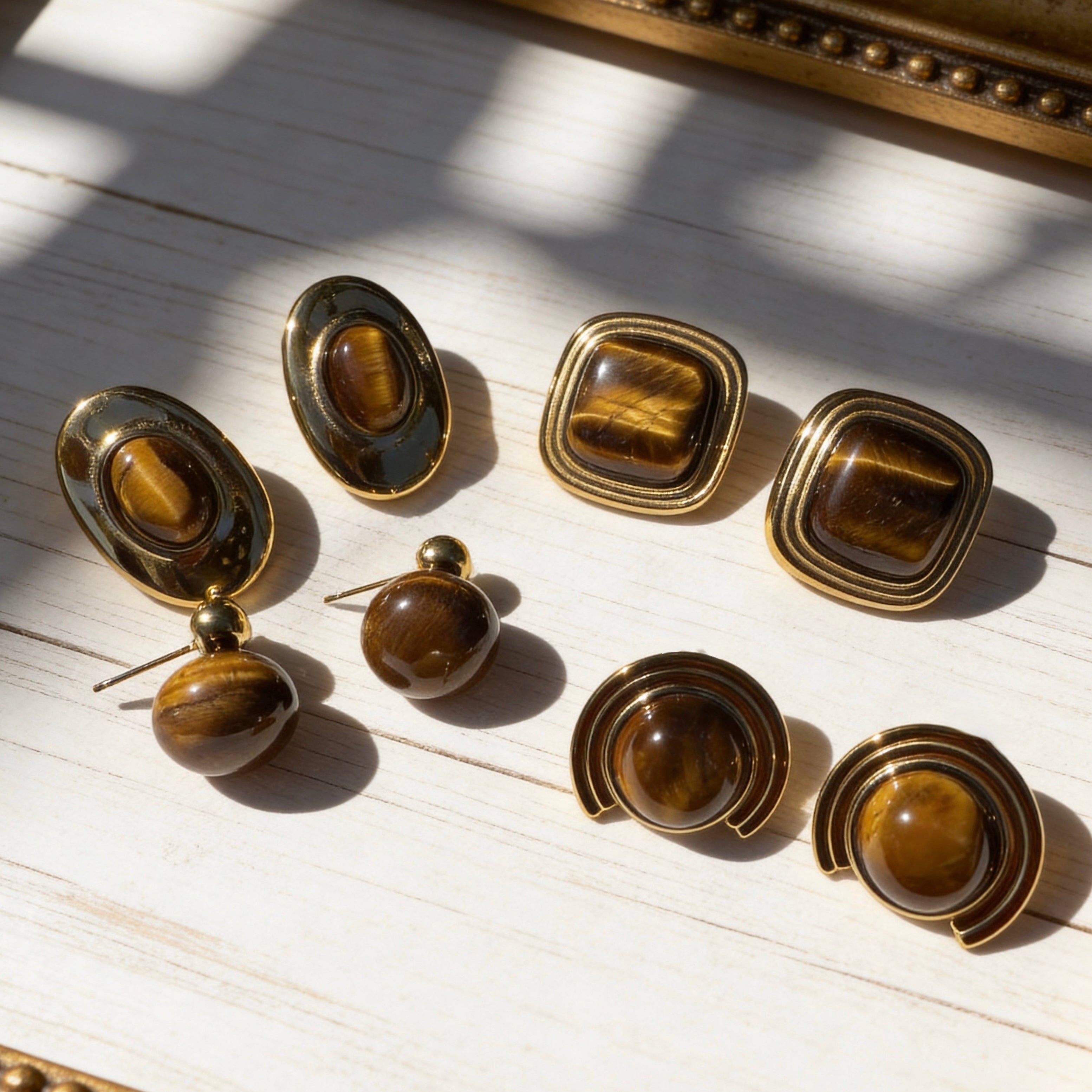 Tiger Eye Statement Earring Series