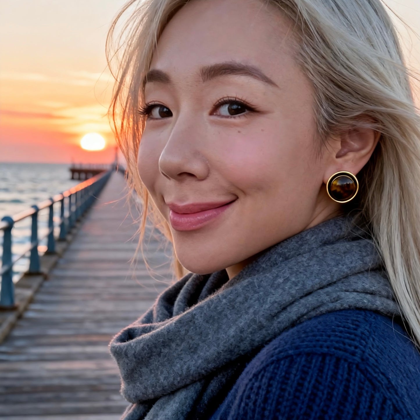 Vintage Tiger Eye Stud Earrings
