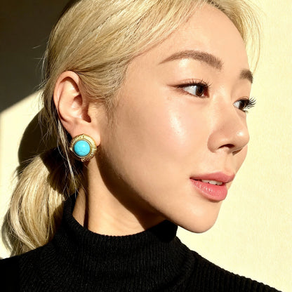 Turquoise Round Stud Earrings