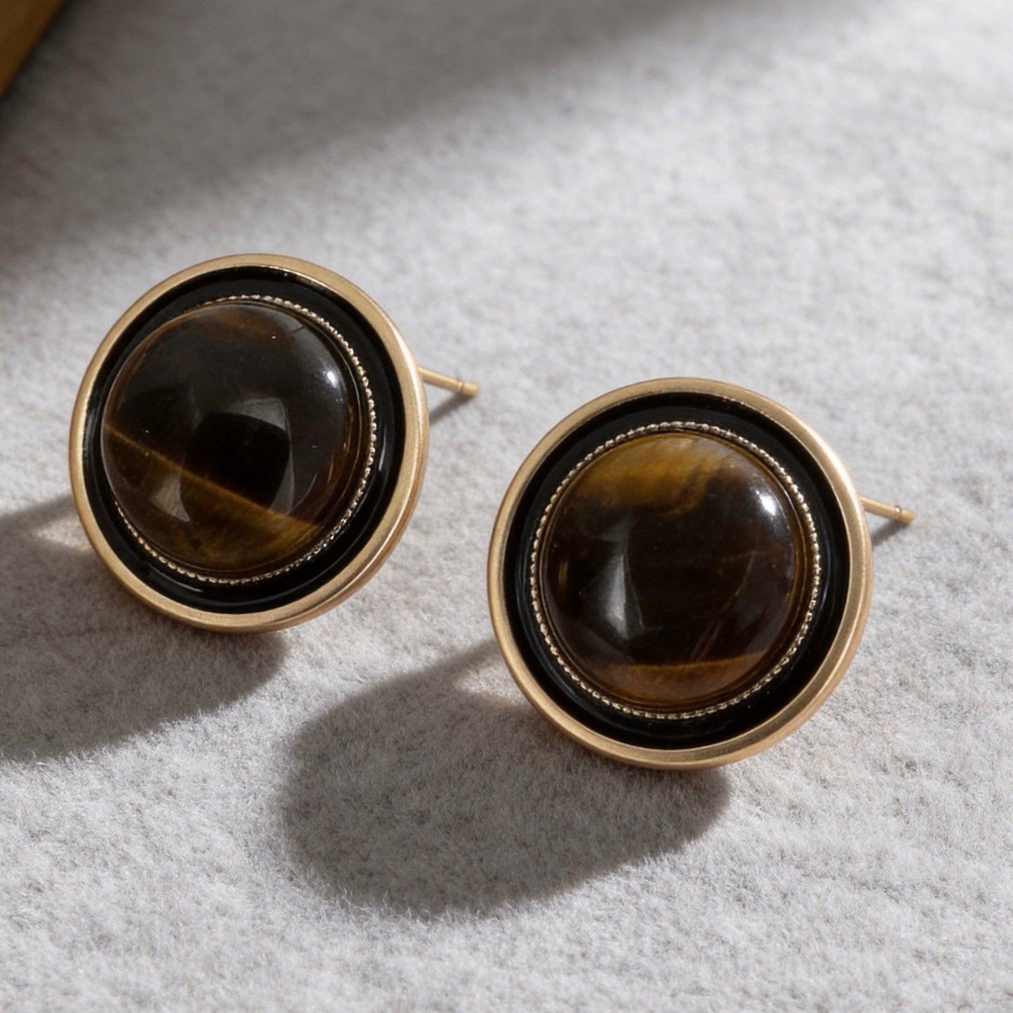 Vintage Tiger Eye Stud Earrings
