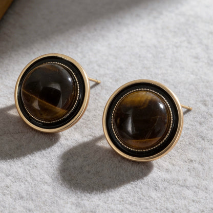 Vintage Tiger Eye Stud Earrings