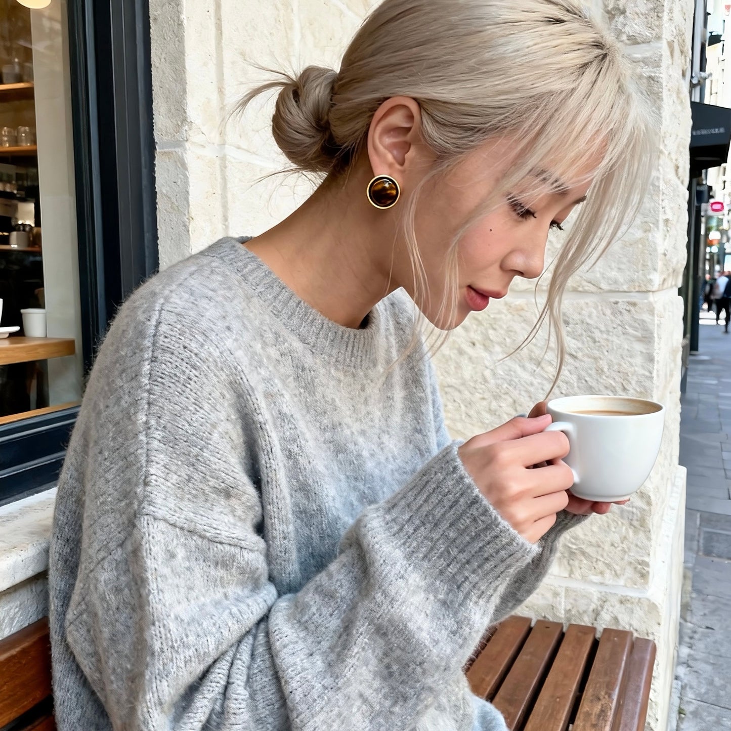 Vintage Tiger Eye Stud Earrings